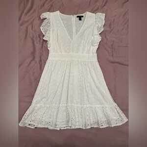 Aqua White Eyelet Sleveless Mini Dress